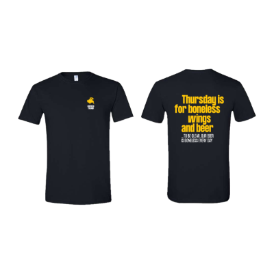 BU Boneless Wings and Beer Trainer T-Shirt