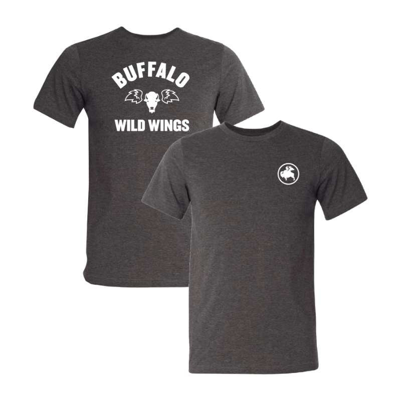 BU HOH Tee, Charcoal Buffalo Head/Wings